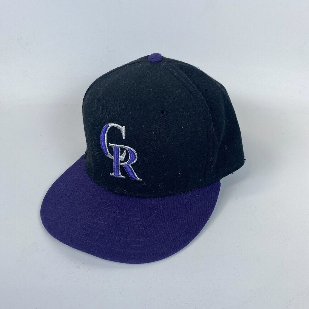 MLB Colorado Rockies New Era 59Fifty Baseball Cap Mens 7.5‎ Black Purple Fitted